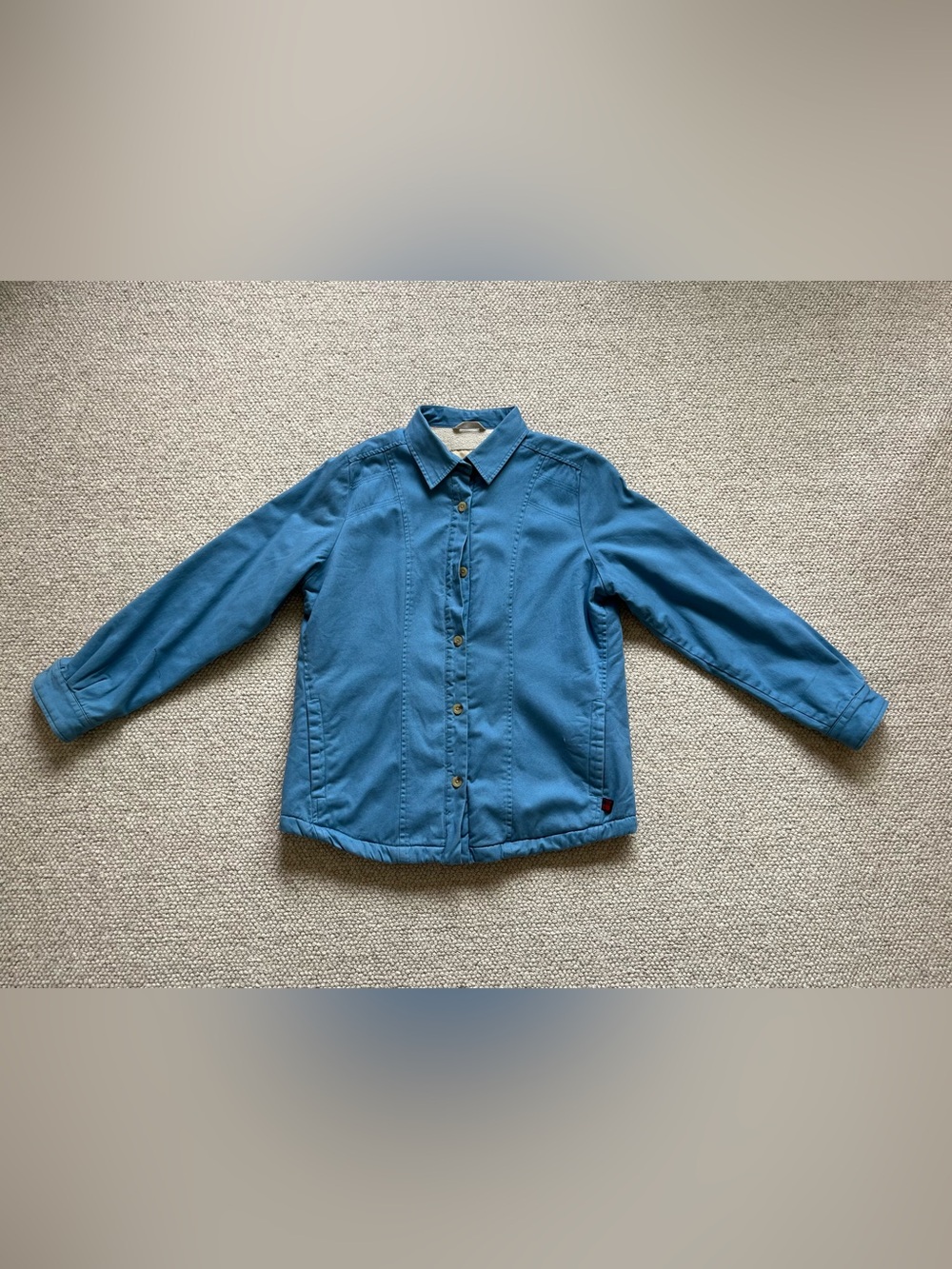 Woolrich Women’s Blue Fleece Lined Jacket Medium Button Front Outdoor Coat